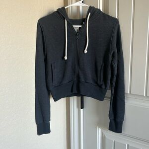Hollister women’s size xs “seriously lived in” grey cropped zip up sweatshirt
